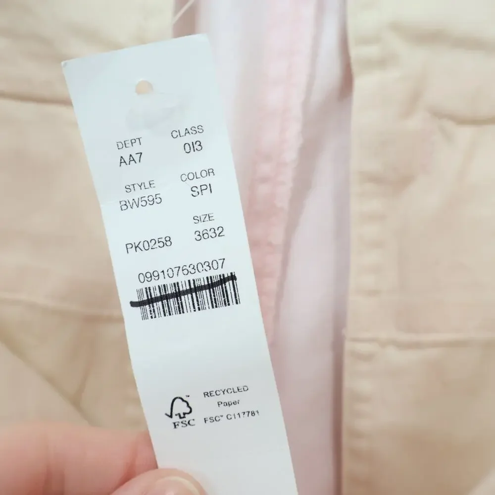 J.Crew Men's Classic Cotton Trouser In Canvas Pale Pink Size 36x32 NWT